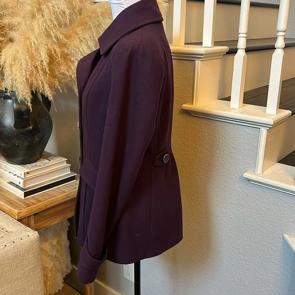 Express | Purple Plum Wool Pea Coat Size SP - Picture 4 of 7